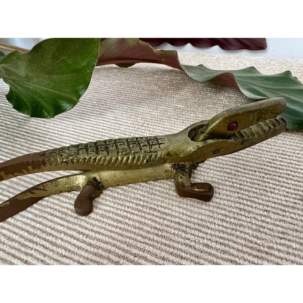 Vintage Brass Alligator Novelty Nut Cracker, 6